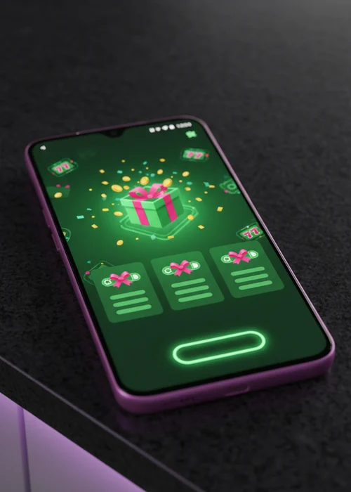 Übersicht der Helspin Casino Bonusangebote mit Willkommenspaket, Freispielen und mobilen Promotionen, auf einem Smartphone-Bildschirm dargestellt.